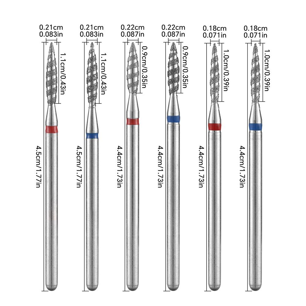 Tornado Flame Diamond Nail Drill Bit Milling Cutters Pedicure Diamond Burrs for Electric Polisher Accessories Tools