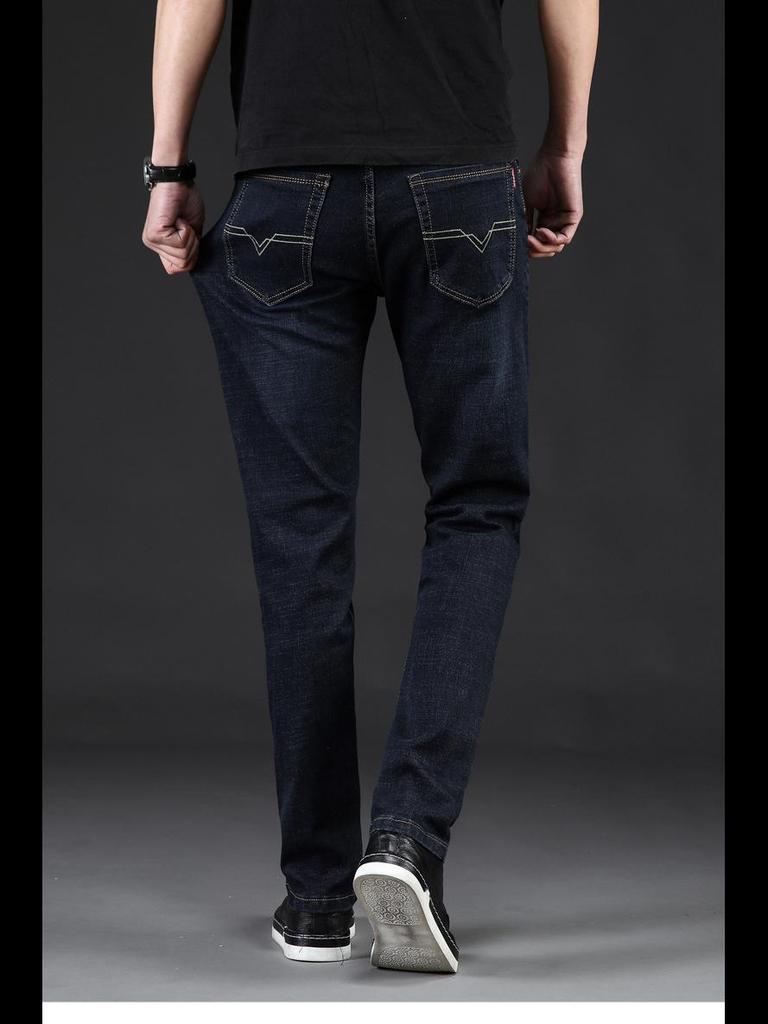 Men's Slim Fit Washed Denim Jeans - Stretch Straight Leg