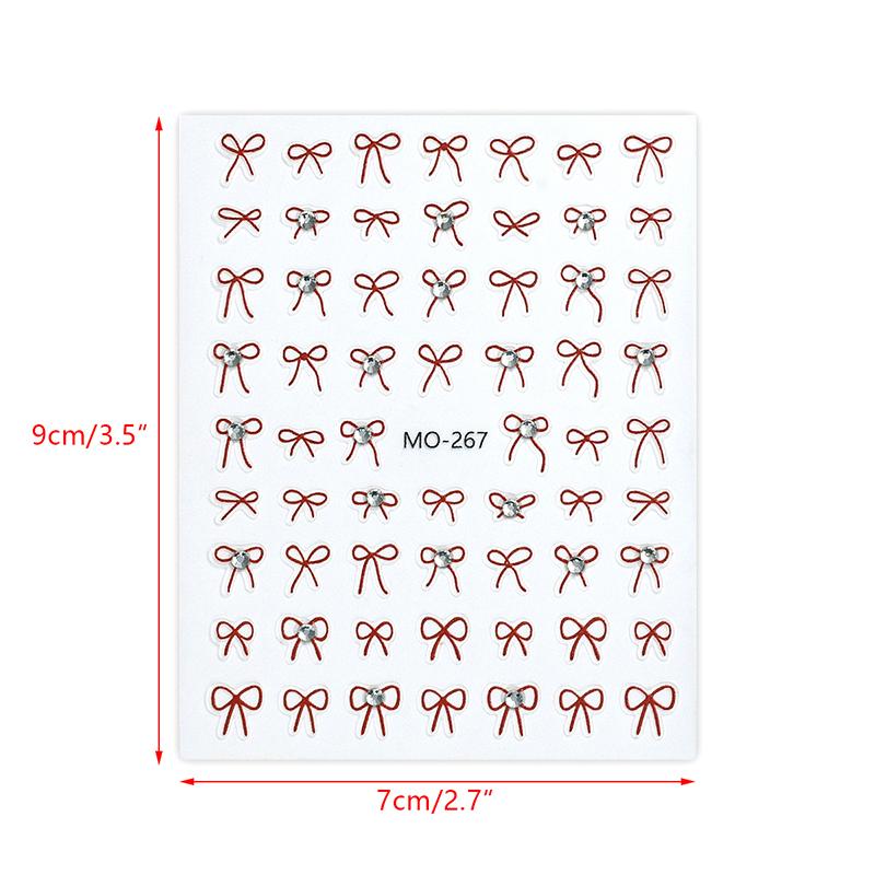 1Pcs 3D Japanese Mini Bow Nail Art Stickers  Cartoon Sale Black White Ribbon Nail Decoration Decals Diy Nail Accessories