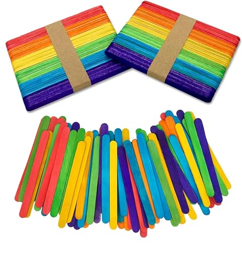 Eclet 400 Sticks(200 Colored And 200 Plain) Sticks Natural Wooden Ice Cream Sticks For School Projects 0 белый