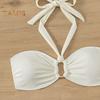 Women Bikini Set Metal Ring High Waist Two Piece Swimsuit Sexy Halter String Cut Out Bathing Suit for Beach Vacation Party