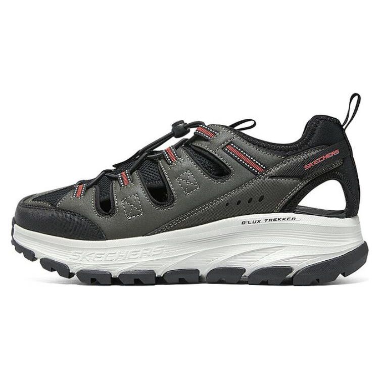 Skechers D Lux Trekker Sandal Men Black Green Mesh Outdoor Sandals Supportive Breathable Non Slip Water Shoes 237581-OLBK 39.5