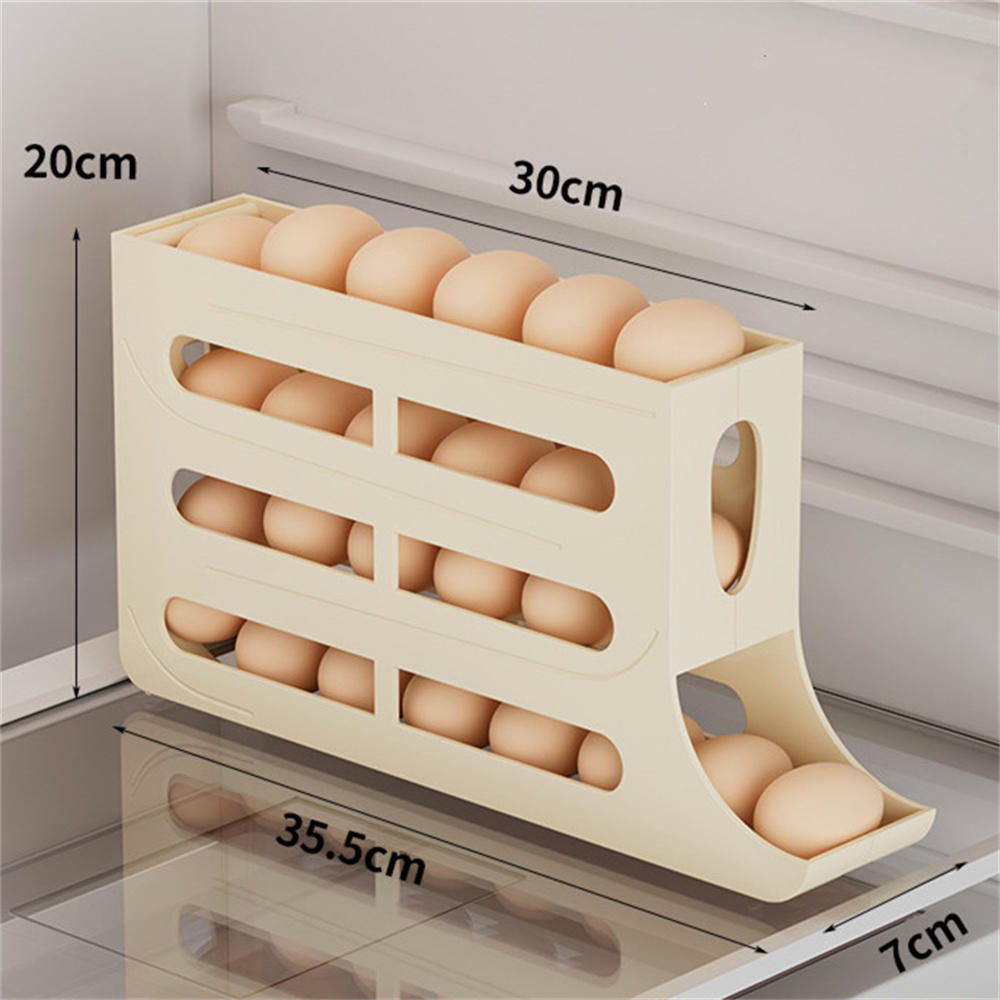 Automatický posuvný držák na vejce Úložná krabice Košík na vejce Organizér kontejneru Skládací lednička Dávkovač vajec do kuchyně