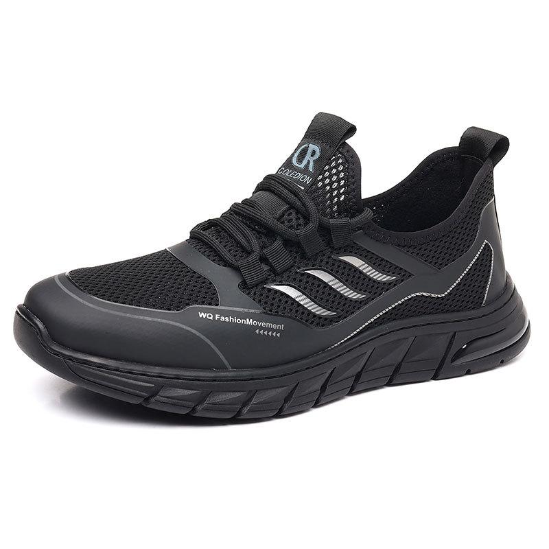 Summer men's shoes 2025 new black fly-woven non-slip mesh shoes men's breathable sports shoes soft-soled casual shoes men's