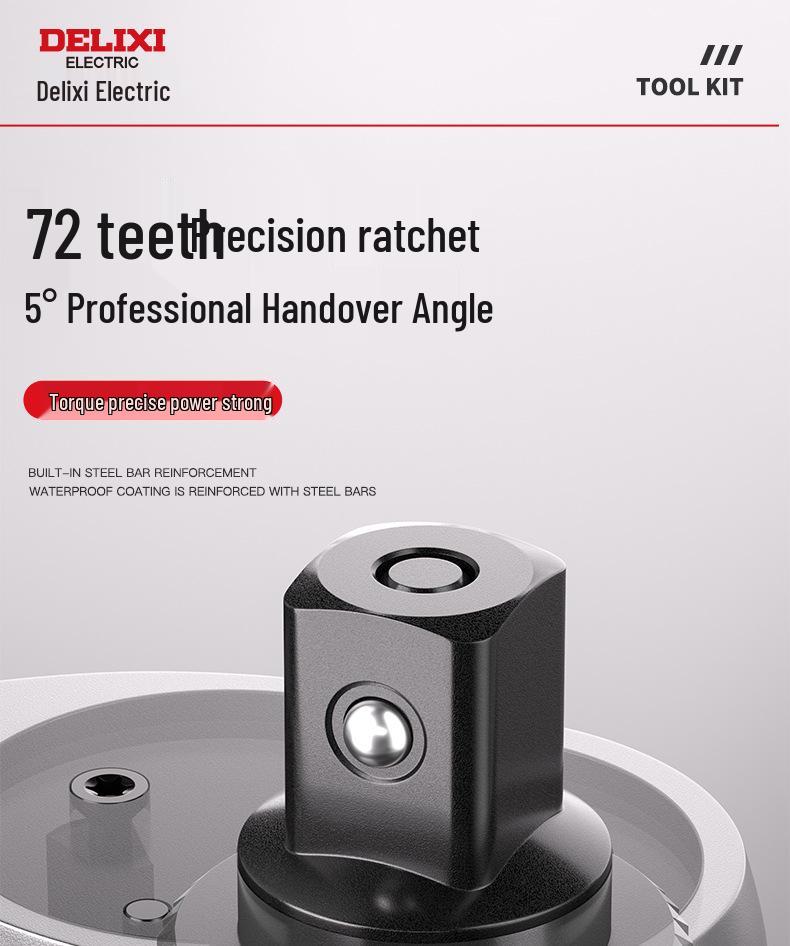 Delixi Electric High-Precision Adjustable Torque Wrench, 72-Teeth, Bidirectional Ratchet