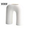 Sophisticated Home Vase Dried Flower Ceramic Vase, Matte Geometric with Hollow Curved Minimalist Decorative Table Design, Modern Tabletop Decor