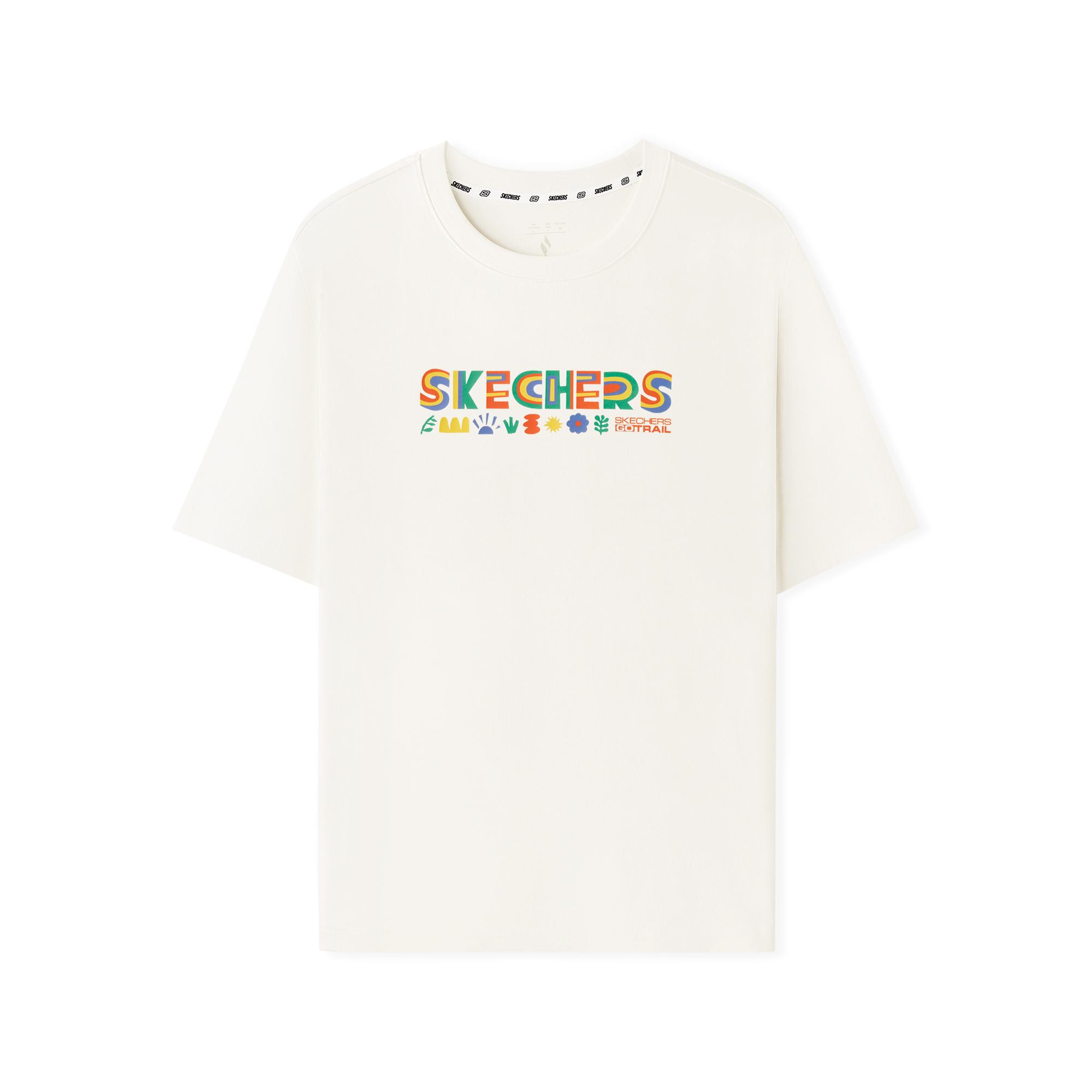 Skechers Versatile Comfortable Sports Letter Pattern Cartoon Short Sleeve T-Shirt Unisex Tops L225U197-06B4 S
