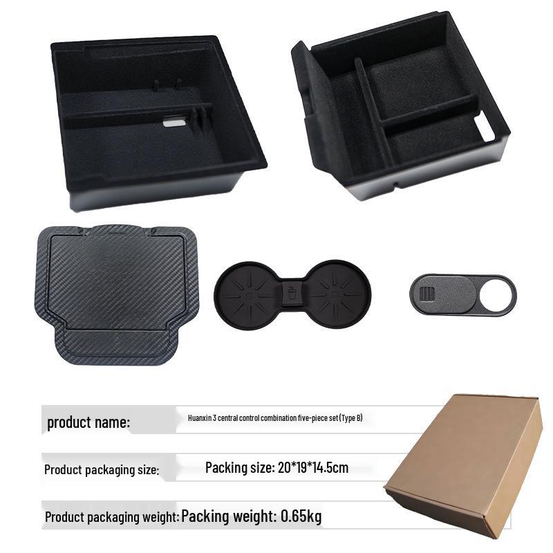 Flocking and cushion storage box for Tesla Model 3 center console/armrest. Ideal for organizing items inside your car.