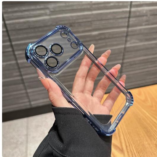 Luxury Buffer Lmpact Plating Phone Case For iPhone 18 17 16 15 14 13 12 Pro Max 16 Plus Shockproof Clear Lens Protection Cover
