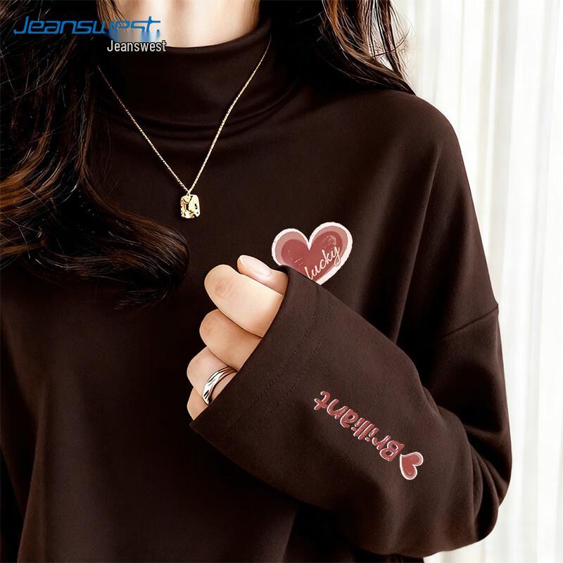 Jeanswest Women s Gradient Heart Thermal Mock Neck Tee L