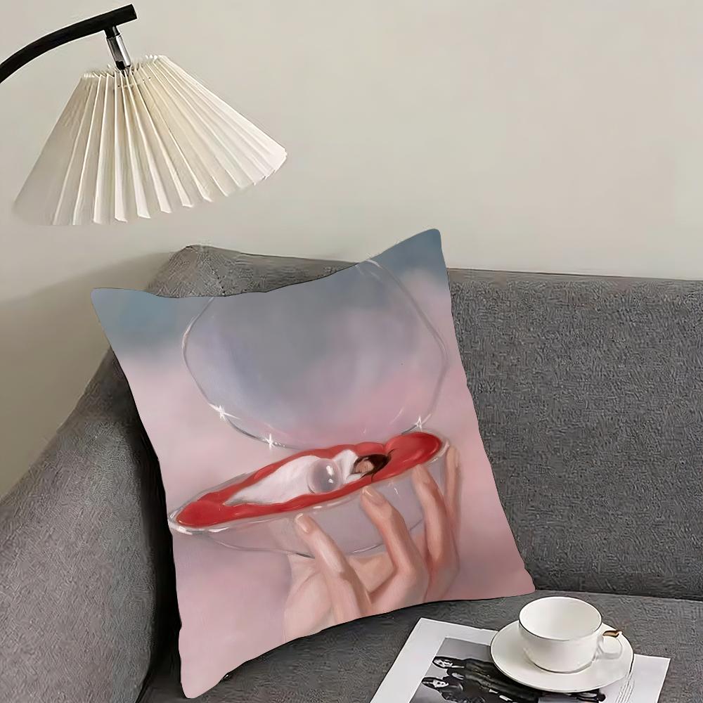 Works by Polish artist Monika Marchewka Cushion Cover Reversible Plush Pillow Cover – For car, sofa, bedroom, perfect as a gift.