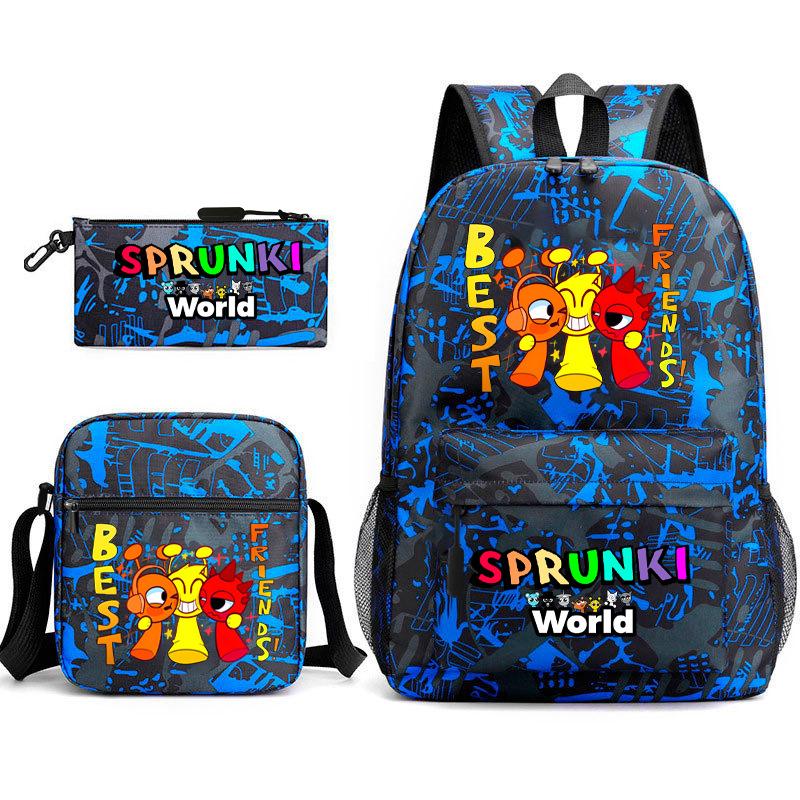 3D New Game Rhythm Box Sprunki School Bag Backpack Elementary and Secondary School Backpack Crossbody Bag Pencil Bag D