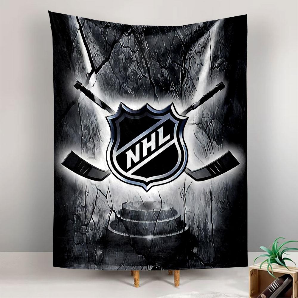NHL Hockey League Emblem Tapestry Wall Hanging, Ice Hockey Shield Art, Sports Wall Decor for Bedroom Living Room Man Cave