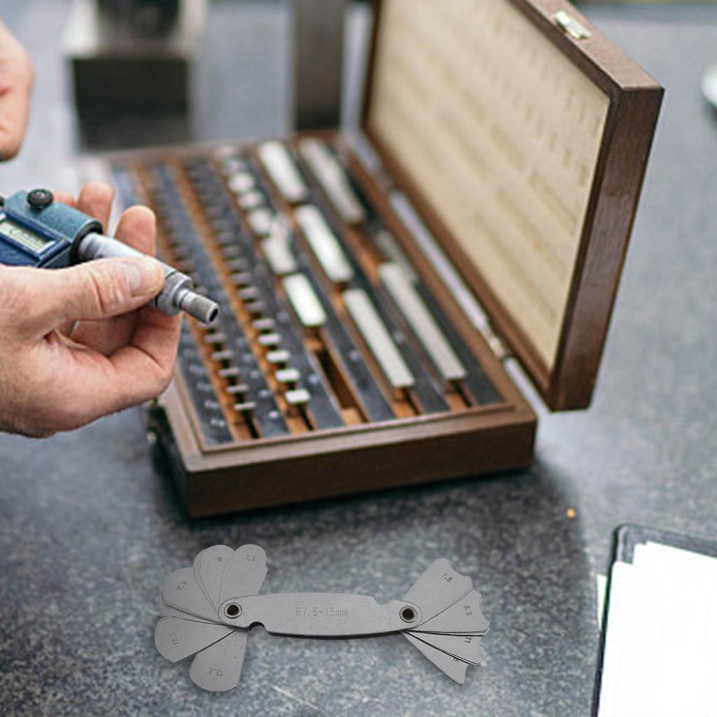 Measuring Radius Template R Gauge R1-6.5 7-14.5 15-25 26-80 Radius Gage Plate Fillet Gaug External Internal Measuring Tool