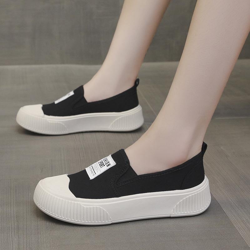 Casual Flat Bottomed Canvas Single Shoes 2024 Autumn New Versatile Round Toe Women's Vulcanized Shoes Zapatos De Mujer Platform