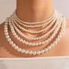 Fashion Imitation Pearl Single-Layer Necklace Women'S, Neck Chain, Collarbone Chain, Pearl Pendant, Sweater Chain