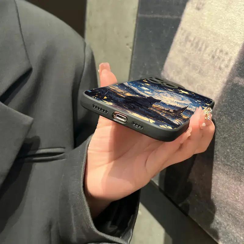 Starry Sky Cat Pattern Phone Case For iPhone 17 16 15 14 13 12 11 Pro Max 16 Plus 16E 17 Air Shockproof Soft TPU Silicone Cover