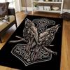 Viking Norse Rune Symbol Print Area Rug Non‑Slip Soft Floor Carpet Bedroom Living Room Present Indoor Home Lounge Bedding Decor