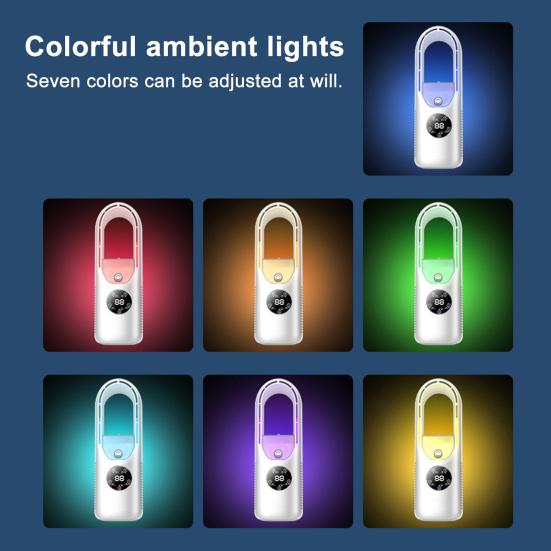 Cooling Fan Personal Mini Air Conditioner Digital Display 6 Wind Speeds Energy-Saving Blade-Free Silent Portable Air Conditioner
