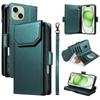 For iPhone 15 Plus Case with Multi-Card Holder and Strap PU Leather Phone Cover Stand