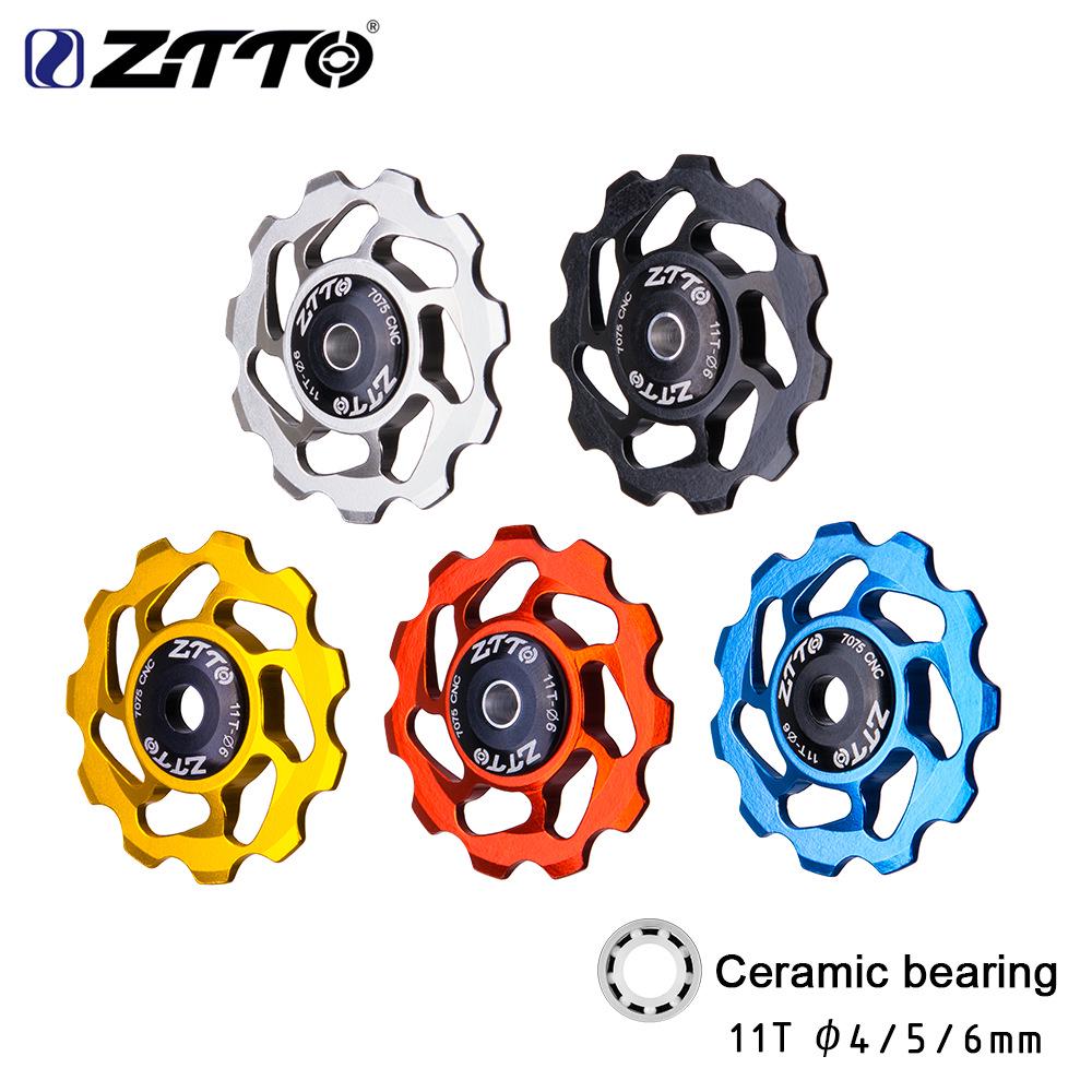 

High-End 11T Aluminum Alloy Rear Derailleur Guide Wheel with Ceramic Bearings for Mountain Bikes Gold
