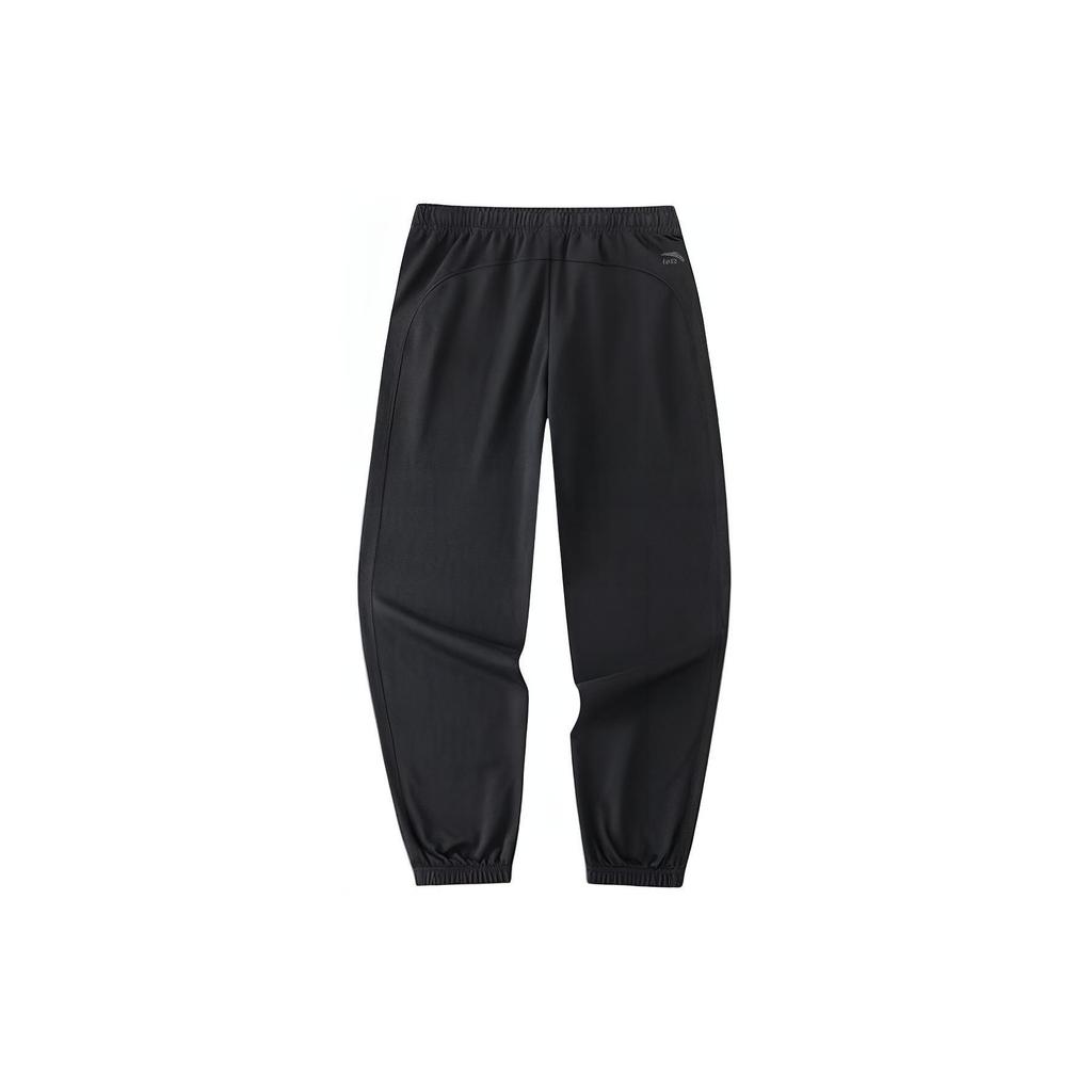 Anta Solid Color Mid Waist Simple Cuffed Knitted Sports Pants Women Bottoms Black 162428302-2