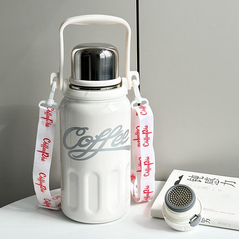 

Thermos Cup Student Handle Big Cap Thermal Pot Portable Stylish Stainless Cup Durable Durable Useful Useful Safe 950ml