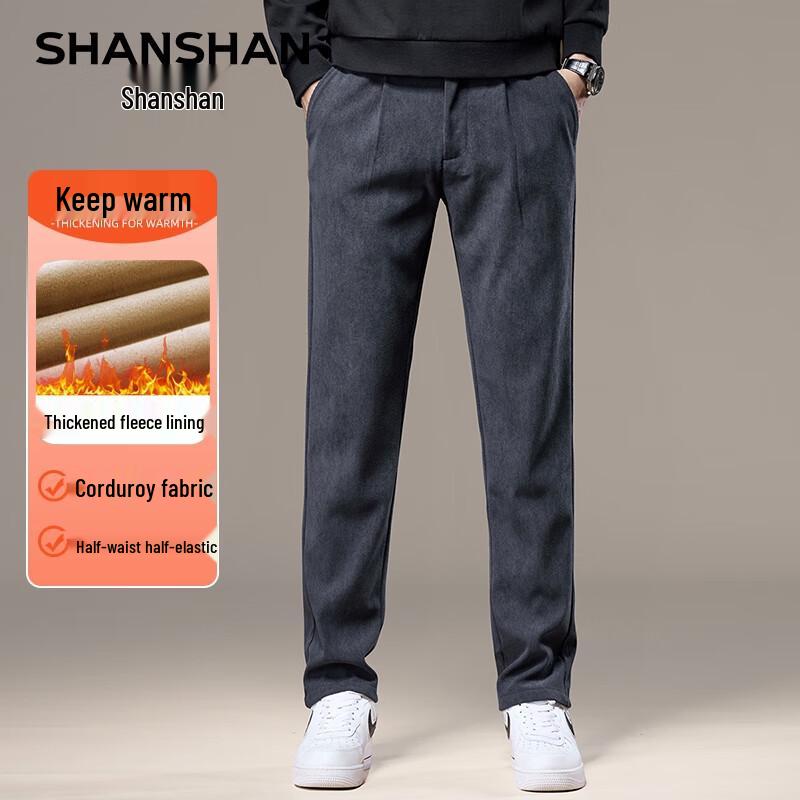 

SHANSHAN Men s Corduroy Fleece-Lined Straight-Leg Pants 34