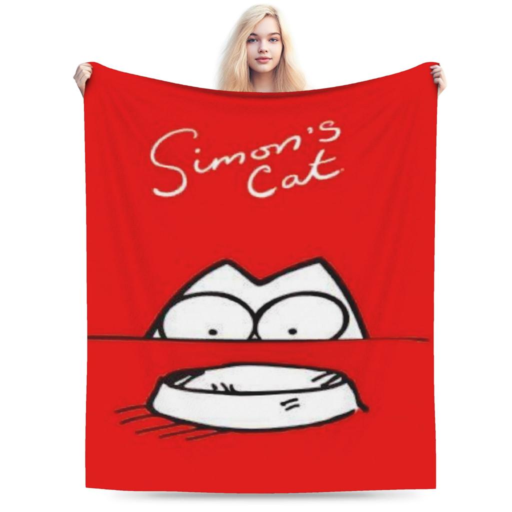 Comfortable Simons Cartoon Cat Cats Blanket Stuff Bed Decorative Throw Blanket Soft Flannel for Bedroom