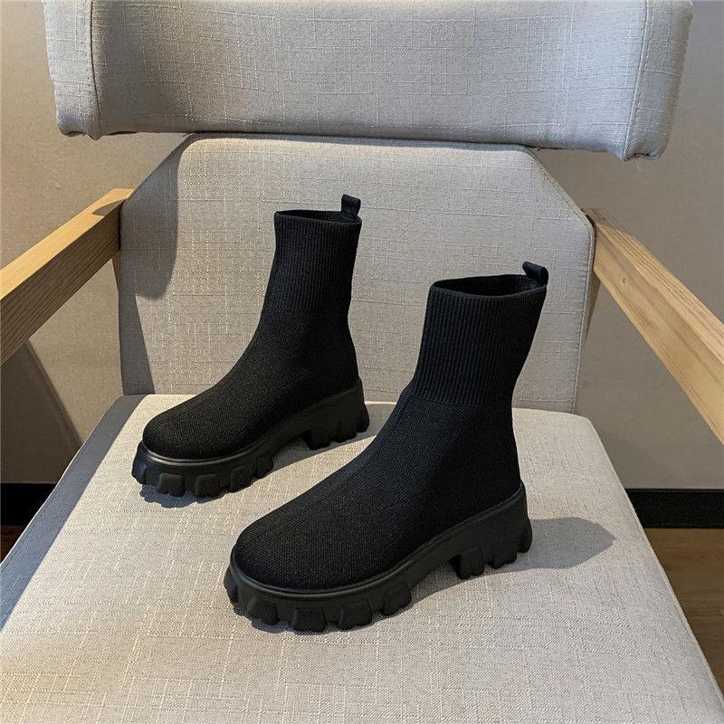 Size 35-43, large size women's shoes muffin platform Martin boots women's 41 elastic socks boots British style thin small short boots 42