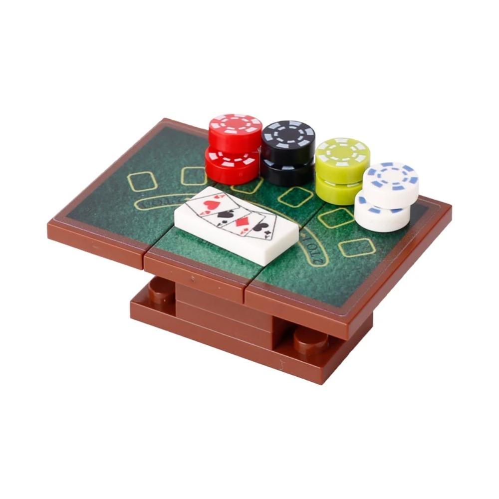 MOC City Poker Table Building Blocks Slots Ski Ball Game Console Chess Cards Game Machine Room Scene Bricks Toys Gift
