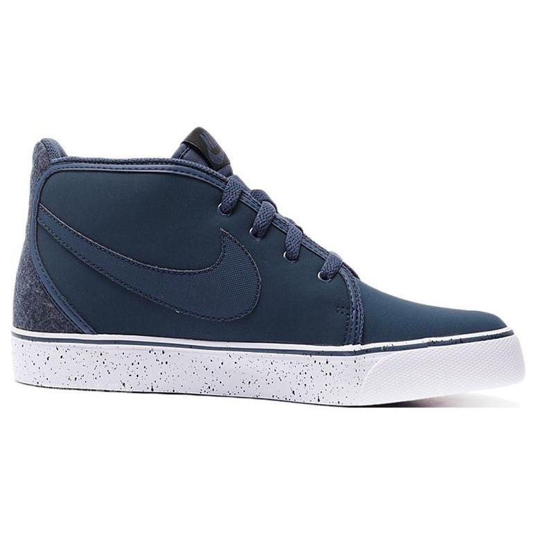 Nike Toki Leather Comfortable Versatile Slip Resistant Durable Mid Top Skate Shoes Men Sneakers Dark-Blue 555317-440