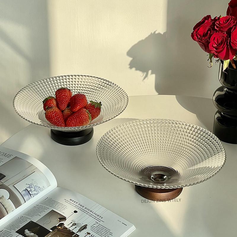 Exquisite Glass Fruit Plate Living Room Coffee Table Candy Tray High-end Home Snack Storage Plate Desktop Decorative Glass Plate