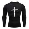 Abbigliamento sportivo da uomo ad asciugatura rapida con stampa a croce 2024, maglia a compressione da running, maglia muscolare atletica, sottogiacca da palestra, top sportivi S-3XL