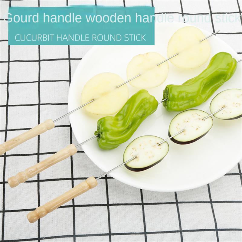 Barbecue Skewers Set Anti-scalding Wooden Handle Barbecue Sign Stainless Steel Needle Barbecue Clip Outdoor Picnic BBQ Tools