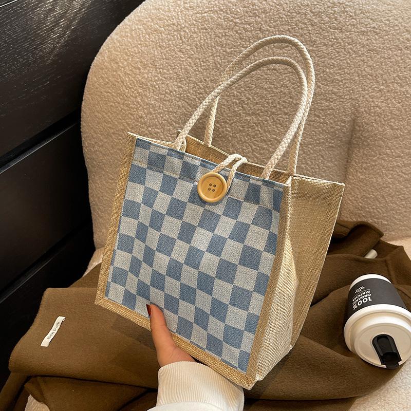 Summer Small Fresh Linen Handheld Bento Bag Female Versatile Hand Carry Linen Bag