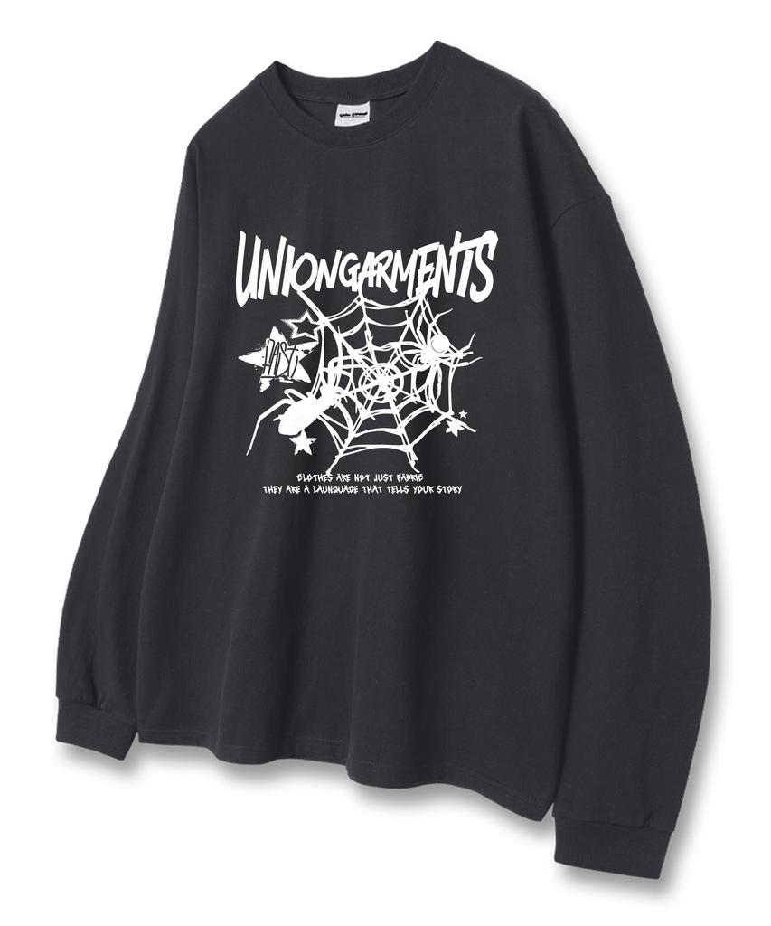 UNION GARMENTS Spider Loose Fit Long Sleeve T-Shirt Dark Gray [Basic Or Ribbed]
