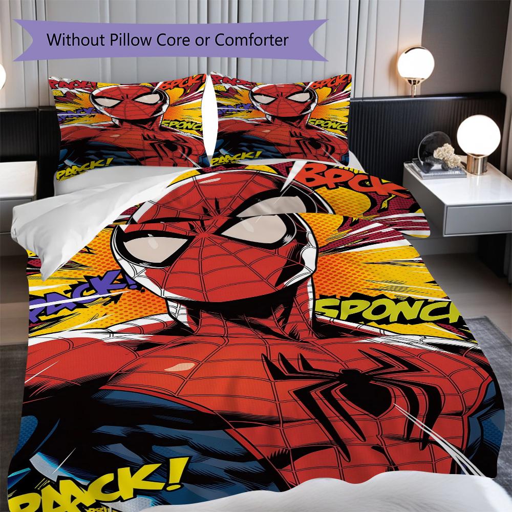 1PC Spider-Man Pattern Bedding Quilt Set Quilt Cover Pillowcase Home Decoration Birthday Gift (1 * Duvet Cover + 2 * Pillowcase, Without Core)