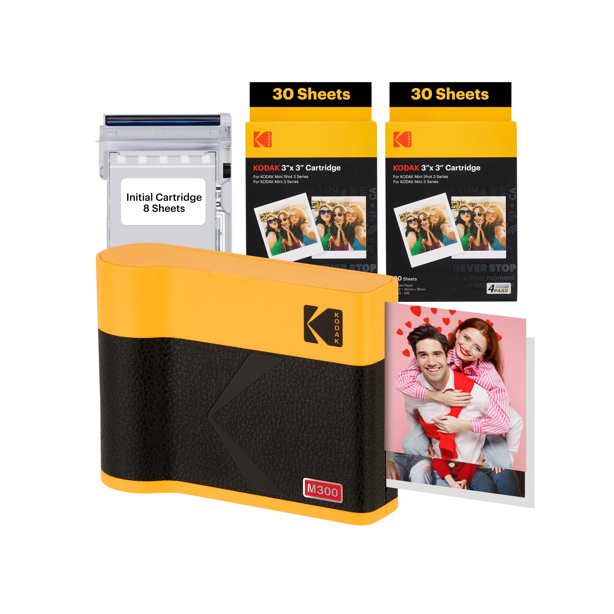 

Портативний фотопринтер KODAK Mini 3 ERA 4PASS на 68 арк (7,6х7,6 см) (Принтер + в комплекті, жовтий) жовтий