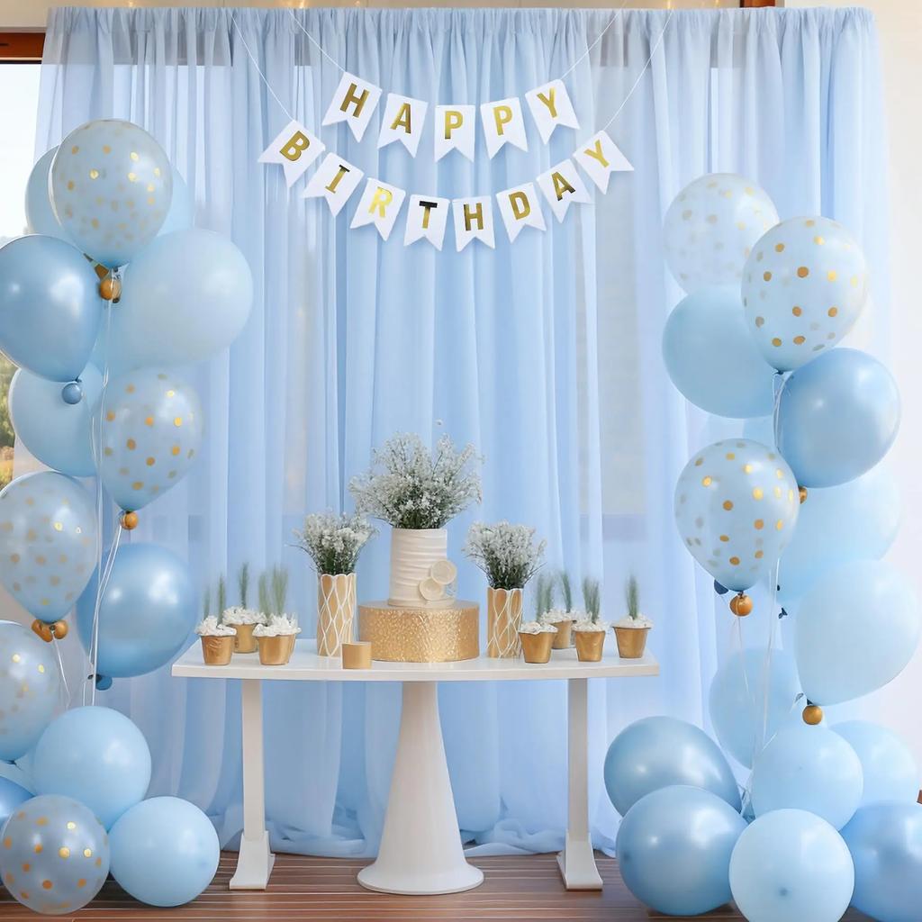 White Sheer Chiffon Backdrop Curtains, Wedding Backdrops Drapes for Birthday Party Photo Back Drop Background Home Decorations
