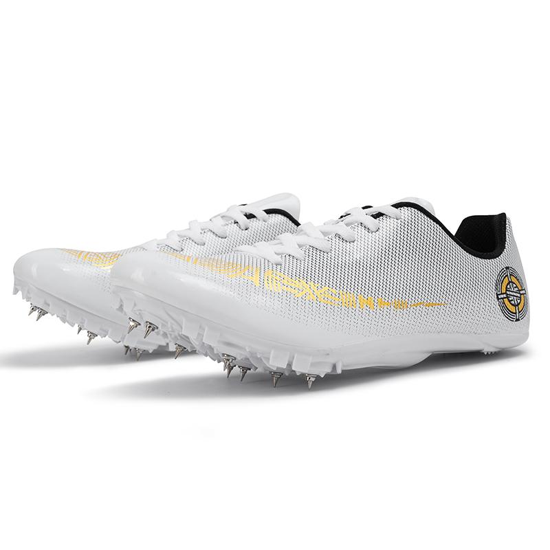 

Fashion Men Track Field Nail Shoes Training Sneakers Ultra Light Trendy Fast Runn Professional Track Field Shoes Grabbing Shoes 45 біле золото кольору