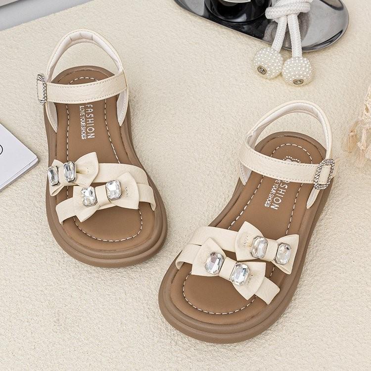 2026 Summer Girls' Bow Beach Sandals - Princess Open-Toe Shoes for Little Girls