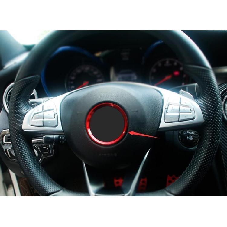 For Mercedes-Benz GLC 2016-2022 Red Alloy Steering Wheel Horn Button Ring Trim