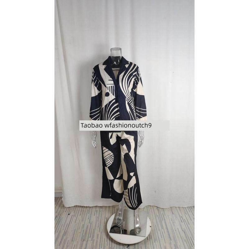 

2025 Принтованный Комплект в Повседневном Стиле: Лонгслив с Длинным Рукавом и Длинные Брюки Black Print S