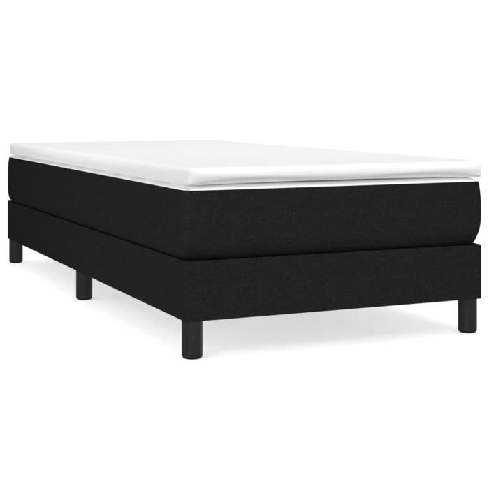 3144055 vidaXL Lit à sommier tapissier avec matelas Noir 100x200 cm Tissu
