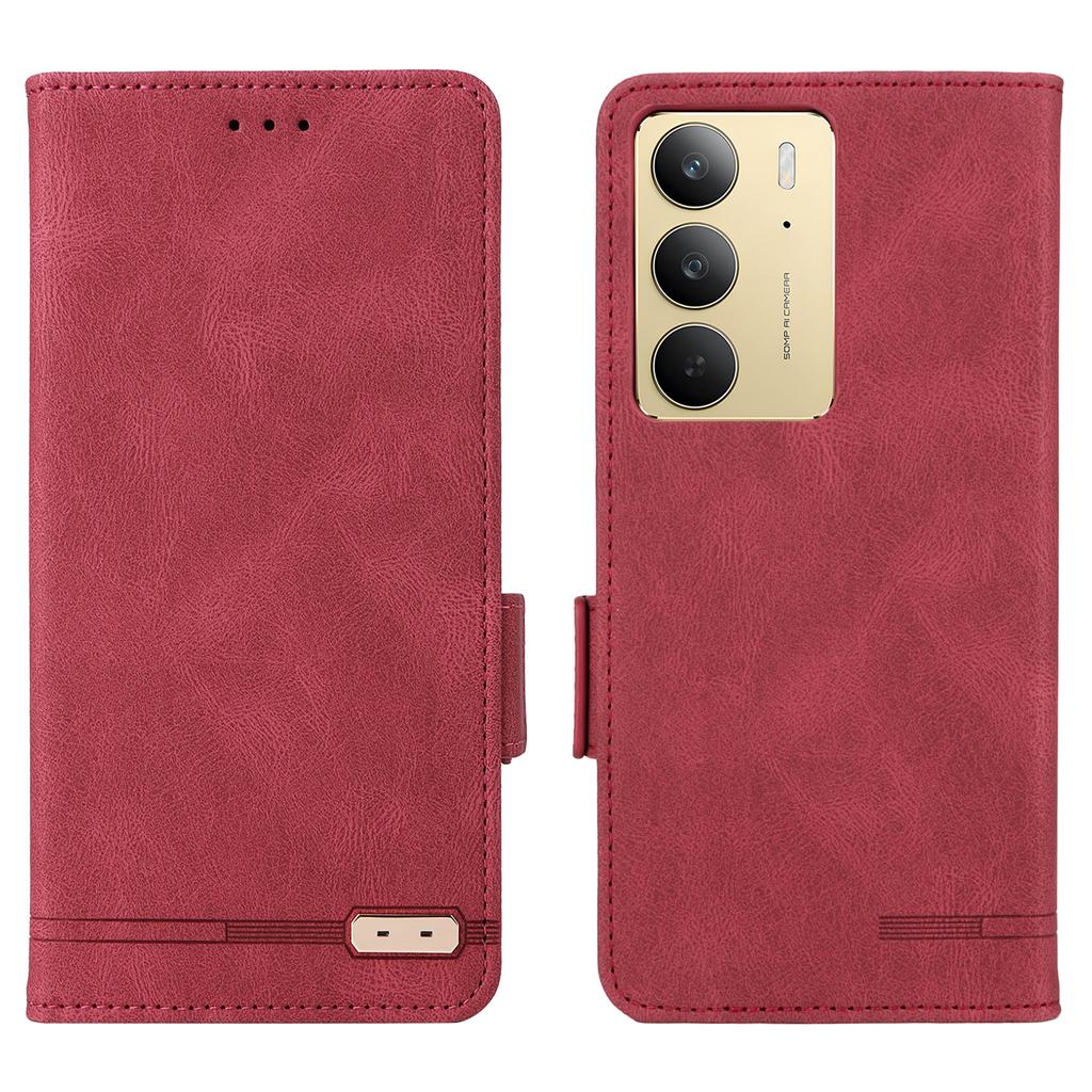 Pour Realme C75 4G Étui Portefeuille en Cuir à Rabat Housse de Téléphone avec Décoration Métallique