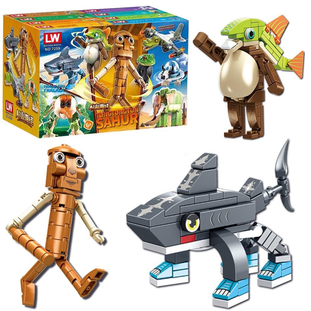Tung Tung Sahur Figure Block Toy Tralalero TralalaLiriLi LarllaBoneca Ambalam Figure Toys Building Blocks Blind Box Gift