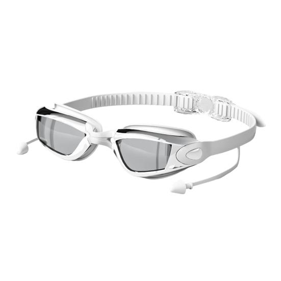 Gafas de Natación para Adultos con Tapones para los Oídos Impermeables Sin Fugas Antivaho Protección UV Lente Transparente Hombres Mujeres Gafas de Silicona Equipo de Buceo Snorkel