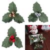 12Pcs/set Handmade Artificial Christmas Leaves Cute Mini Christmas Holly Wreaths Foam DIY Bonsai Plant Accessories Home Decor