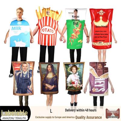 Halloween Mona Lisa Jumpsuit: Parodie-Wandmalerei-Kostüm für Partys und Aufführungen